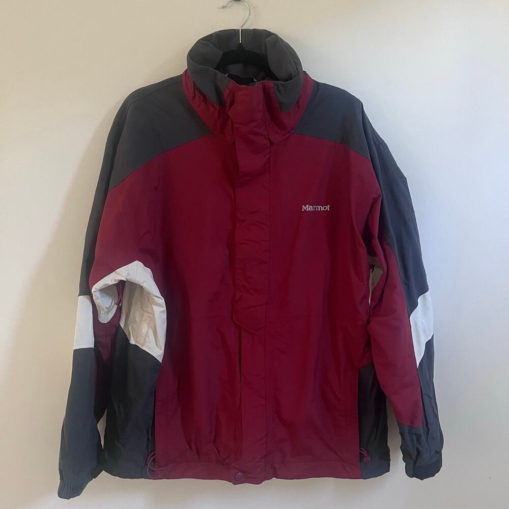 Vintage Marmot Ginseng Men’s Ski Jacket Large L Red Gray Gorpcore Shell G7078